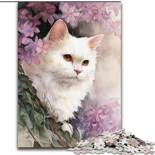 Puzzle für Teenager Aquarellkatze, Familienunterhaltungsspielzeug ganze Familie ab 14 Jahren (Größe 26x38cm) von LYXIANY