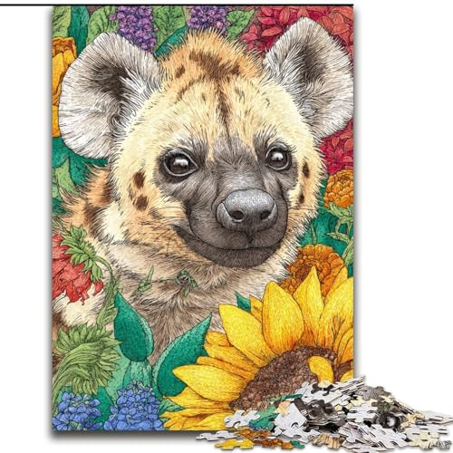Puzzle für Teenager Sonnenblumenhyäne, Familienunterhaltungsspielzeug ganze Familie ab 14 Jahren (Größe 50x75cm) von LYXIANY