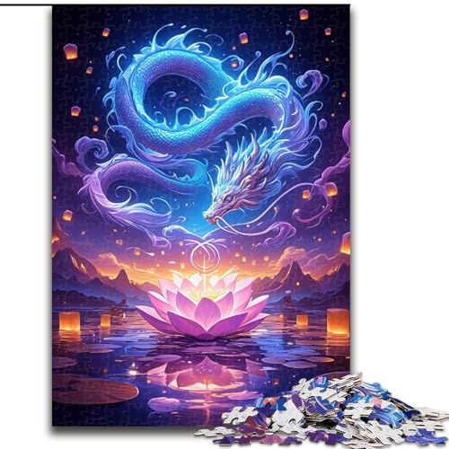 Puzzle mit 1000 Teilen, Lotus- und Drachenpuzzle für Erwachsene, anspruchsvolles Denkspiel für Teenager, Spaß für die ganze Familie, DIY-Geschenk zur Heimdekoration, Größe 50x75cm Puzzle mit 1000 Teilen, Lotus- und Drachenpuzzle für Erwachsene, anspruchsvolles Denkspiel für Teenager, Spaß für die ganze Familie, DIY-Geschenk zur Heimdekoration, Größe 50x75cm von LYXIANY