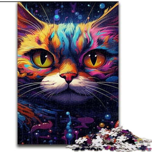 Puzzle mit 1000 Teilen, farbenfrohe Kunstkatze, anspruchsvolles Puzzle, anspruchsvolles Denkspiel für Teenager, Spaß für den Familienspielabend, 50x75cm Puzzle mit 1000 Teilen, farbenfrohe Kunstkatze, anspruchsvolles Puzzle, anspruchsvolles Denkspiel für Teenager, Spaß für den Familienspielabend, 50x75cm von LYXIANY