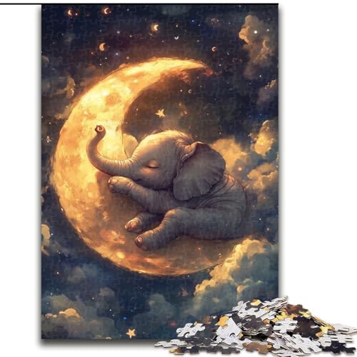 Puzzle mit 1000 Teilen, schlafender Elefant, Puzzle aus Holz, ideal als Dekoration für Zuhause und Büro, Geburtstag, Größe 50x75cm von LYXIANY