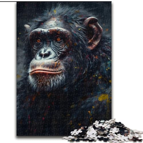 Puzzle mit 1000 Teilen für Erwachsene, Affen-Schimpansen-Porträt, Größe 50x75cm, anspruchsvolles Denkspiel für Teenager, Spaß für den Spieleabend mit der Familie von LYXIANY