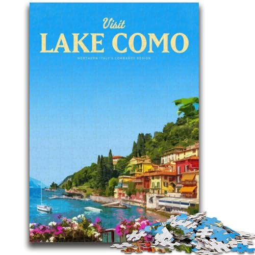 Puzzle mit 1000 Teilen für Erwachsene, Besuchen Sie den Comer See, Geeignet für Kinder ab 14 Jahren, Intellektuelles Spielzeugspiel, Lernspiel für Geburtstag und Weihnachten (Größe 38x26cm) von LYXIANY