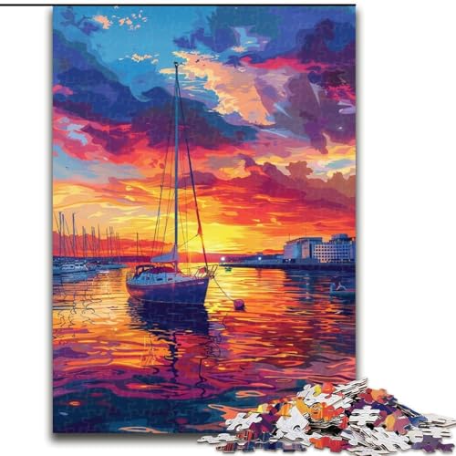 Puzzle mit 1000 Teilen für Erwachsene, Boot bei Sonnenuntergang, Puzzle mit 1000 Teilen für Erwachsene, Familienaktivität, einzigartiges Geschenk für Feiertage und Geburtstage, Größe 50x75cm Puzzle mit 1000 Teilen für Erwachsene, Boot bei Sonnenuntergang, Puzzle mit 1000 Teilen für Erwachsene, Familienaktivität, einzigartiges Geschenk für Feiertage und Geburtstage, Größe 50x75cm von LYXIANY