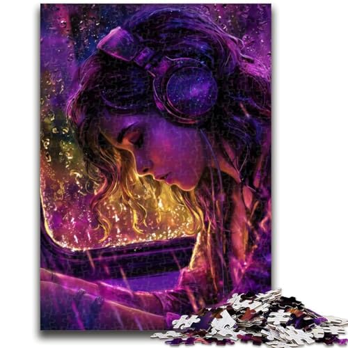 Puzzle mit 1000 Teilen für Erwachsene, Frau hört Musik, hilft dem Gehirn beim Trainieren, süchtig machendes Spielzeug zur Förderung der Geduld, Künstlersammlung, Bildende Kunst, 26x38cm von LYXIANY
