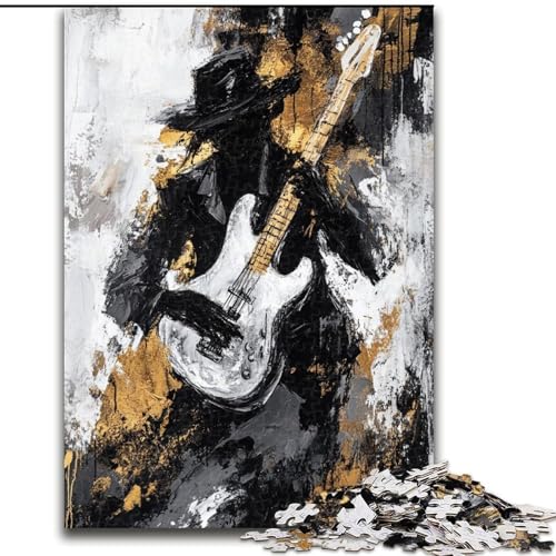 Puzzle mit 1000 Teilen für Erwachsene, Gitarre Spielen, Ölgemälde-Puzzle, anspruchsvolles Denkspiel, Familienaktivität, Heimdekoration, (Größe 50x75cm) von LYXIANY
