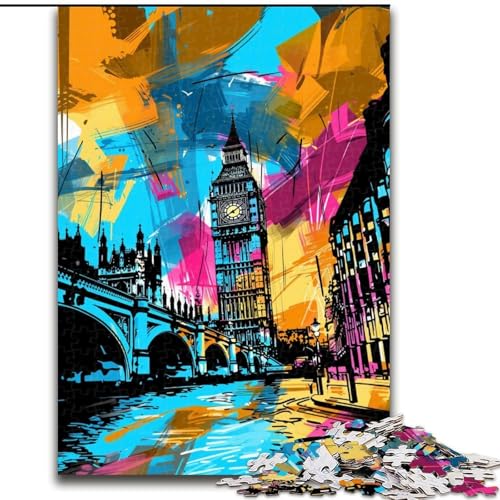 Puzzle mit 1000 Teilen für Erwachsene, Graffiti Big Ben, Holzpuzzle, interaktives Familienspiel, Denksportaufgabe, Lernspielzeug, Größe 50x75cm von LYXIANY