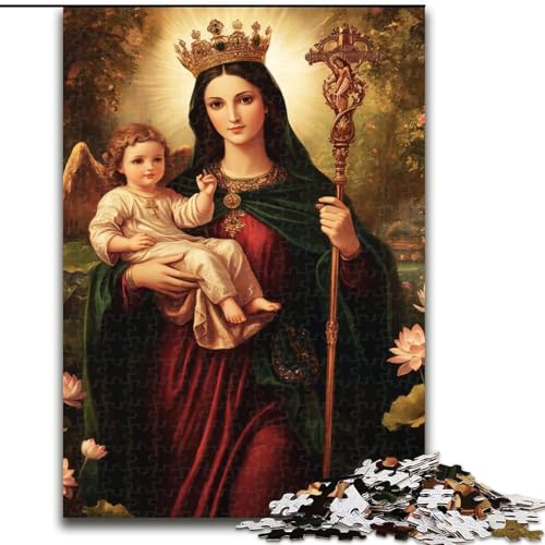 Puzzle mit 1000 Teilen für Erwachsene, Jungfrau Maria, anspruchsvolles Denkspiel, Familienaktivität, Heimdekoration, (Größe 50x75cm) von LYXIANY