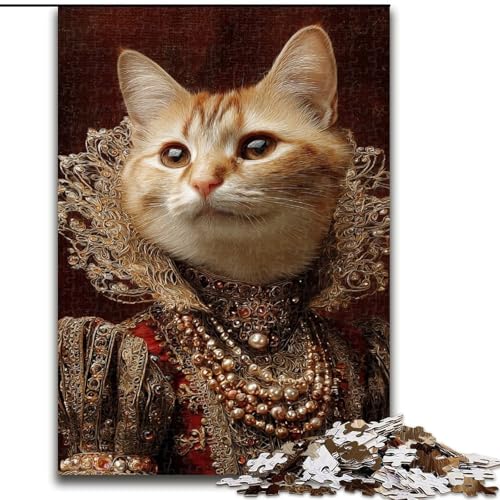 Puzzle mit 1000 Teilen für Erwachsene, Katze aus Einer aristokratischen Familie, anspruchsvolles Denkspiel, Familienaktivität, Heimdekoration, (Größe 50x75cm) von LYXIANY