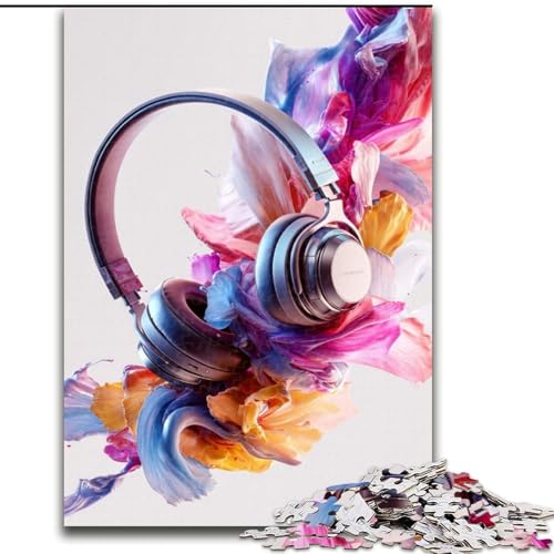 Puzzle mit 1000 Teilen für Erwachsene, Kopfhörer-Kunst-Puzzle für Teenager und Familien, perfekte DIY-Dekoration und knifflige Herausforderung (Größe 50x75cm) von LYXIANY