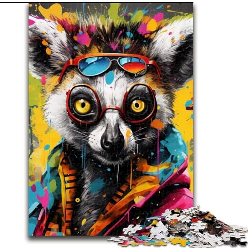 Puzzle mit 1000 Teilen für Erwachsene, Lemur-Graffiti-Puzzle aus Pappe, Denkspiel für Teenager, 26x38cm Puzzle mit 1000 Teilen für Erwachsene, Lemur-Graffiti-Puzzle aus Pappe, Denkspiel für Teenager, 26x38cm von LYXIANY