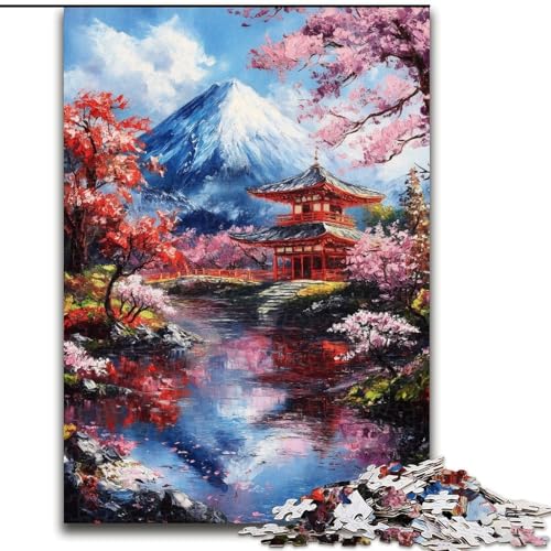 Puzzle mit 1000 Teilen für Erwachsene, Mount Fuji, Japan, geeignet für Kinder ab 14 Jahren, Lernspiele für Zuhause, DIY-Spielzeug, Kunstwerk, Geschenk (Größe 26x38cm) von LYXIANY