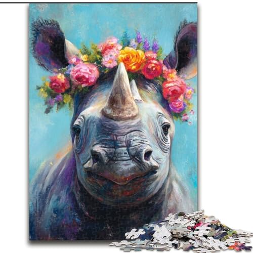 Puzzle mit 1000 Teilen für Erwachsene, Nashorn-Ölgemälde-Puzzle aus Holz, Denksportspiel für Teenager, Größe 50x75cm Puzzle mit 1000 Teilen für Erwachsene, Nashorn-Ölgemälde-Puzzle aus Holz, Denksportspiel für Teenager, Größe 50x75cm von LYXIANY