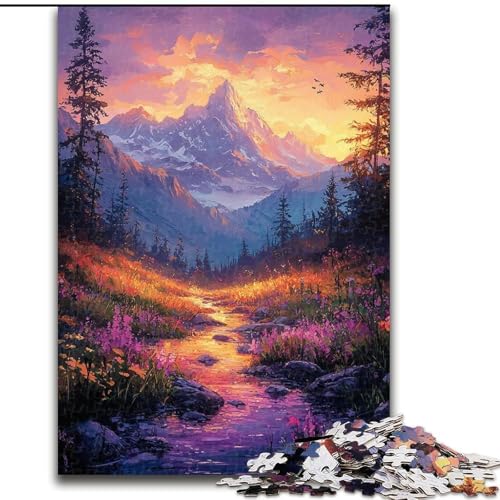 Puzzle mit 1000 Teilen für Erwachsene, Ölgemälde auf den Bergen, anspruchsvolles Denkspiel, Familienaktivität, Heimdekoration, (Größe 26x38cm) von LYXIANY