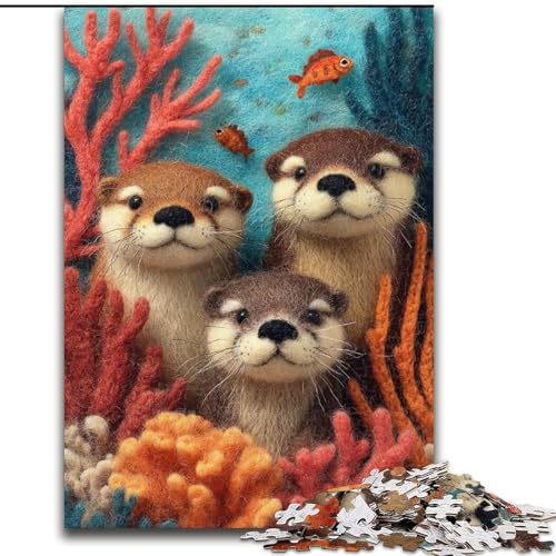Puzzle mit 1000 Teilen für Erwachsene, Otter-Puzzle aus Holz, entspannende Unterhaltung, Heimdekoration, Größe 50x75cm von LYXIANY