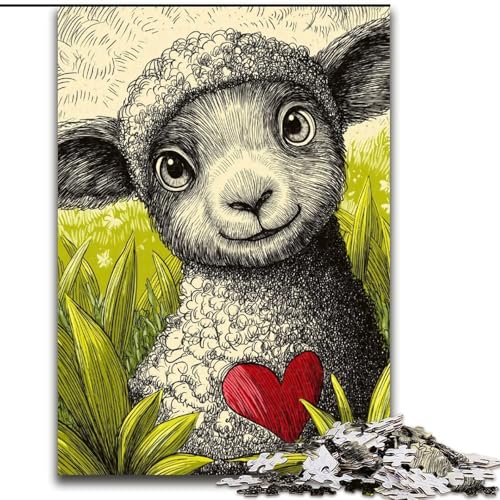Puzzle mit 1000 Teilen für Erwachsene, Schafe auf der Wiese, aus Karton, perfekt für Teenager und Sammler, ideale Heimdekoration und Reisegeschenk, Größe 38x26cm von LYXIANY