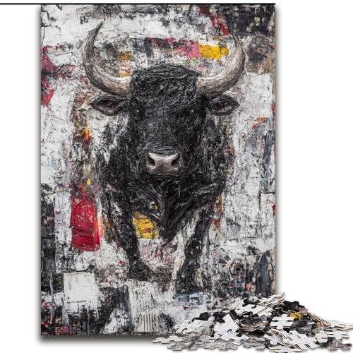Puzzle mit 1000 Teilen für Erwachsene, Schwarzgold-Bullen-Puzzle, perfekt für Familienspaß an Weihnachten, Thanksgiving, Geburtstagen und Ostern (Größe 50x75cm) von LYXIANY