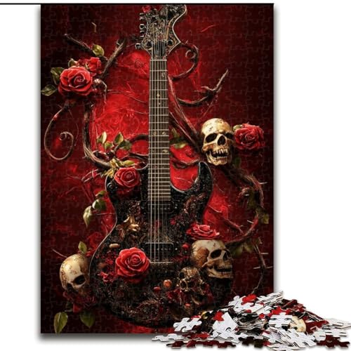 Puzzle mit 1000 Teilen für Erwachsene, Totenkopf-Gitarren-Puzzle aus Holz, ideal als Dekoration für Zuhause und das Büro, Geburtstag, Größe 50x75cm Puzzle mit 1000 Teilen für Erwachsene, Totenkopf-Gitarren-Puzzle aus Holz, ideal als Dekoration für Zuhause und das Büro, Geburtstag, Größe 50x75cm von LYXIANY