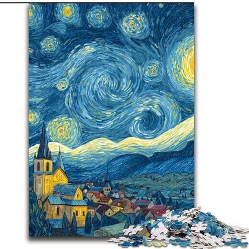 Puzzle mit 1000 Teilen für Erwachsene, Van Gogh-Nachthimmel-Puzzle aus Holz, anspruchsvolles Denkspiel für Teenager, perfekt als Heimdekoration oder Geschenk, Größe 50x75cm Puzzle mit 1000 Teilen für Erwachsene, Van Gogh-Nachthimmel-Puzzle aus Holz, anspruchsvolles Denkspiel für Teenager, perfekt als Heimdekoration oder Geschenk, Größe 50x75cm von LYXIANY