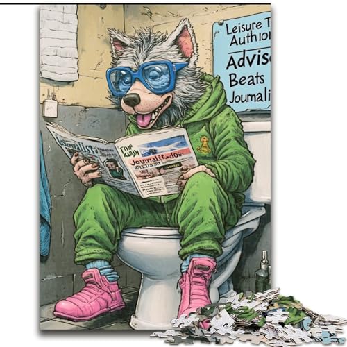 Puzzle mit 1000 Teilen für Erwachsene, Wolf Go Toilet, Papppuzzle, Denkspiel für Teenager, 26x38cm Puzzle mit 1000 Teilen für Erwachsene, Wolf Go Toilet, Papppuzzle, Denkspiel für Teenager, 26x38cm von LYXIANY