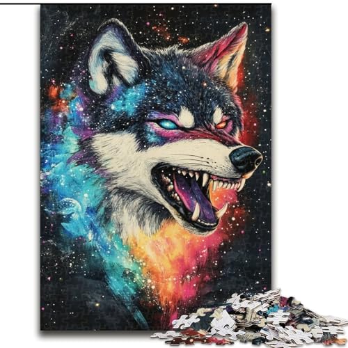 Puzzle mit 1000 Teilen für Erwachsene, Wolf-Kunst-Puzzle, anspruchsvolles Denkspiel, Familienaktivität, Heimdekoration, (Größe 50x75cm) von LYXIANY