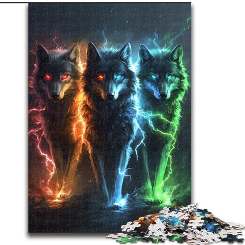 Puzzle mit 1000 Teilen für Erwachsene, Wolfspuzzle aus Holz, Denkspiel für Teenager, Größe 50x75cm von LYXIANY