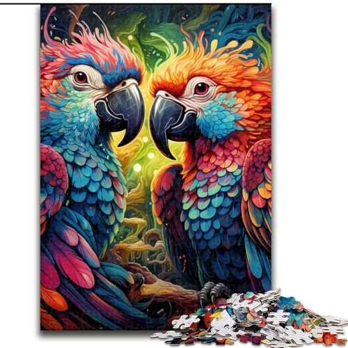 Puzzle mit 1000 Teilen für Erwachsene, buntes Papageien-Puzzle aus Pappe, Denkspiel für Teenager, 26x38cm von LYXIANY