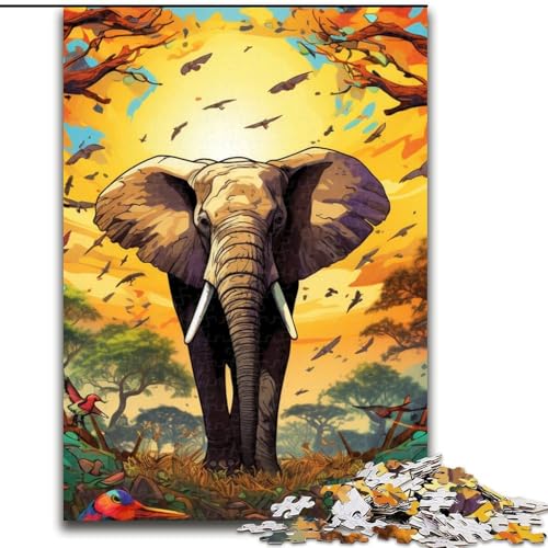 Puzzle mit 1000 Teilen für Erwachsene, farbenfrohes Elefanten-Kunstpuzzle aus Pappe, Denkspiel für Teenager, 26x38cm Puzzle mit 1000 Teilen für Erwachsene, farbenfrohes Elefanten-Kunstpuzzle aus Pappe, Denkspiel für Teenager, 26x38cm von LYXIANY