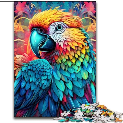 Puzzle mit 1000 Teilen für Erwachsene, farbenfrohes Papageien-Puzzle aus Pappe, Denkspiel für Teenager, 26x38cm von LYXIANY