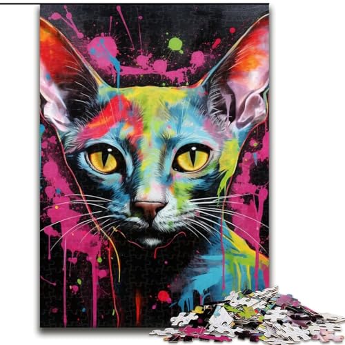 Puzzle mit 1000 Teilen für Erwachsene, haarlose Katze, Kunst-Graffiti, Papppuzzle, 26x38cm, perfekt für Halloween, Weihnachten, Geburtstagsgeschenk Puzzle mit 1000 Teilen für Erwachsene, haarlose Katze, Kunst-Graffiti, Papppuzzle, 26x38cm, perfekt für Halloween, Weihnachten, Geburtstagsgeschenk von LYXIANY