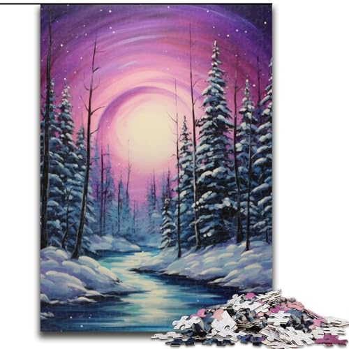 Puzzle mit 1000 Teilen für Erwachsene, verschneite Landschaft mit Kiefern, Holzpuzzle für Teenager und Jugendliche, ideales Geburtstags, Größe 50x75cm von LYXIANY