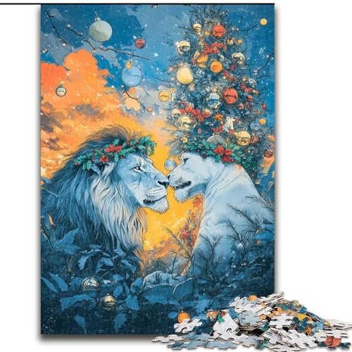 Puzzle mit 1000 Teilen für Erwachsene, weißer Löwe, anspruchsvolles Denkspiel, Familienaktivität, Heimdekoration, (Größe 50x75cm) von LYXIANY