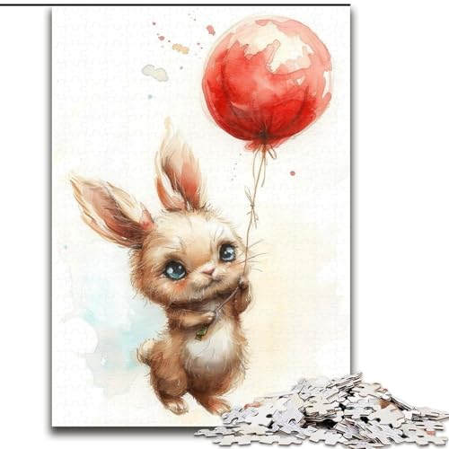 Puzzle mit 1000 Teilen für Erwachsene, wunderschönes Aquarell-Häschen-Puzzle, anspruchsvolles Denkspiel, Familienaktivität, Heimdekoration, (Größe: 26x38cm) von LYXIANY