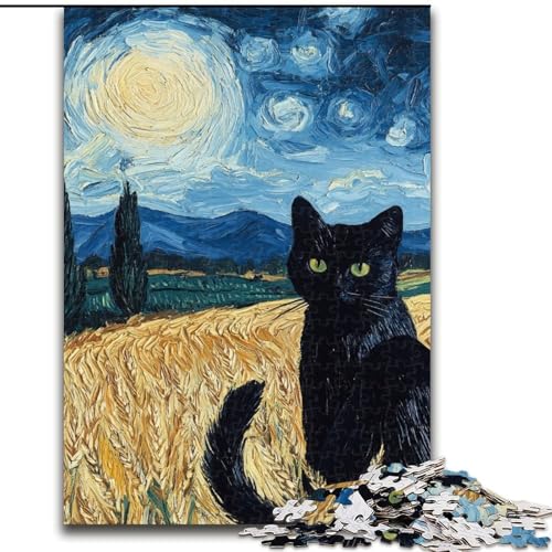 Puzzle mit 1000 Teilen für Erwachsene,Schwarze Katze im Weizenfeld,aus Holz,perfekte DIY-Kunstdekoration oder Geburtstagsgeschenk,anspruchsvolles Denkspiel – entspannendes Spielzeug für Teenager Puzzle mit 1000 Teilen für Erwachsene,Schwarze Katze im Weizenfeld,aus Holz,perfekte DIY-Kunstdekoration oder Geburtstagsgeschenk,anspruchsvolles Denkspiel – entspannendes Spielzeug für Teenager von LYXIANY
