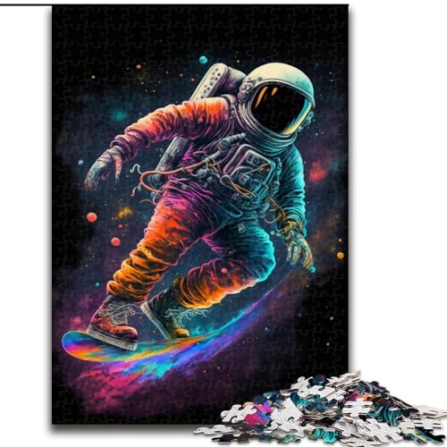 Puzzle mit 1000 Teilen für Erwachsene und Jugendliche, Astronaut beim Skaten im Weltraum, Familienspiel für und einzigartige Heimdekoration und Geschenke für 14-Jährige (Größe 50x75cm) von LYXIANY