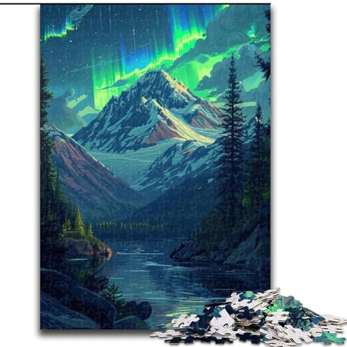 Puzzle mit 1000 Teilen für Erwachsene. Wunderschönes Aurora Borealis-Puzzle für Teenager und Familien, perfekte DIY-Dekoration und knifflige Herausforderung (Größe: 26x38cm) von LYXIANY