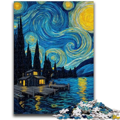 Puzzle mit 1000 Teilen für Jugendliche, Van Gogh-Nachthimmel, dekomprimierendes intellektuelles Lernspielzeug, perfekte Dekoration, 26x38cm Puzzle mit 1000 Teilen für Jugendliche, Van Gogh-Nachthimmel, dekomprimierendes intellektuelles Lernspielzeug, perfekte Dekoration, 26x38cm von LYXIANY