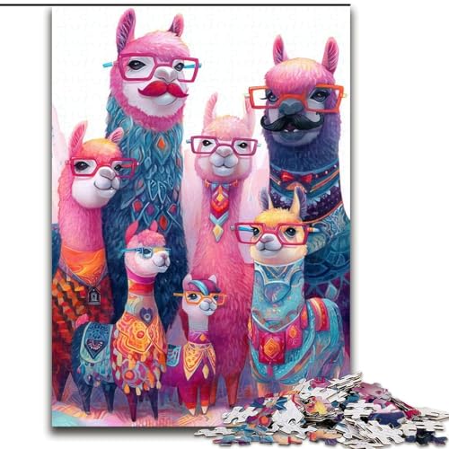 Puzzle mit 1000 Teilen für Teenager, Alpaka-Familie, Stressabbau mit vollständig ineinandergreifenden, zufällig geformten Teilen für Kinder ab 14 Jahren (Größe 50x75cm) von LYXIANY