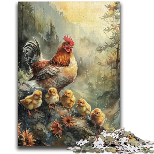 Puzzle mit 1000 Teilen für Teenager, Aquarellhenne, geeignet für Kinder ab 14 Jahren, anspruchsvolles Spiel, tolles Geschenk zum Spielen, 50x75cm von LYXIANY