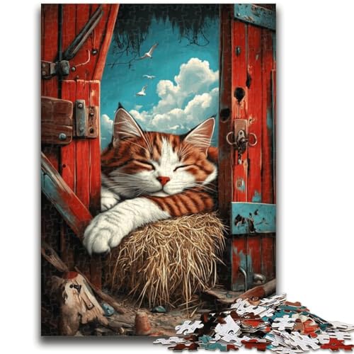 Puzzle mit 1000 Teilen für Teenager, Bauernhofkatze, geeignet für Kinder ab 14 Jahren, anspruchsvolles Spiel, tolles Geschenk zum Spielen, 38x26cm von LYXIANY
