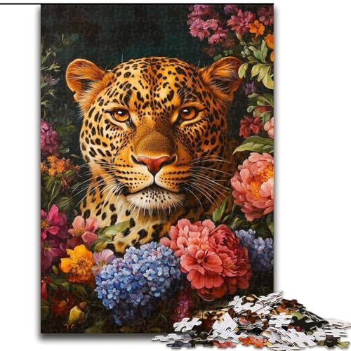 Puzzle mit 1000 Teilen für Teenager, Blumen und Leoparden, Elefantenspielzeug, Denkspiel, Geburtstagsgeschenk, Geschenke, Wandkunst für Kinder ab 14 Jahren (Größe 26x38cm) von LYXIANY