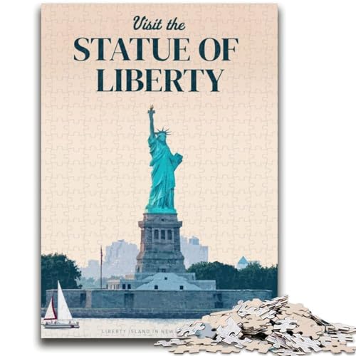 Puzzle mit 1000 Teilen für Teenager, Freiheitsstatue, ab 14 Jahren, Quizspiel, Spaß für zu Hause, Geburtstagsgeschenk, Reisegeschenk (Größe 50x75cm) von LYXIANY