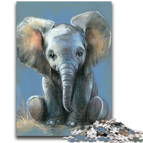 Puzzle mit 1000 Teilen für Teenager, Geschenke, Aquarell-Elefant, für Kinder ab 14 Jahren, Quizspiel, Spaß für Aktivitäten zu Hause, Geburtstagsgeschenk, Reisegeschenke, 38x26cm von LYXIANY