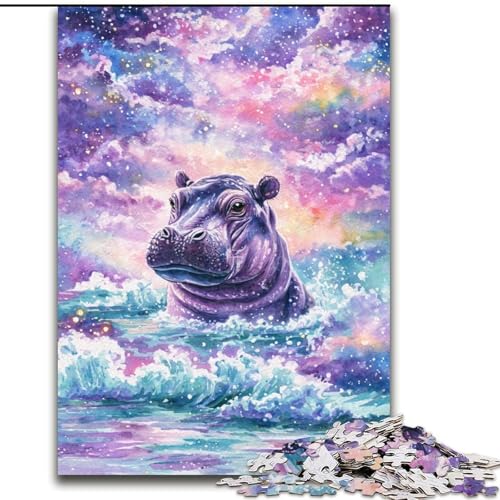 Puzzle mit 1000 Teilen für Teenager, Geschenke Traum-Nilpferd, anspruchsvoll und schwierig mit vollständig ineinandergreifenden, zufällig geformten Teilen (Größe 50x75cm) von LYXIANY