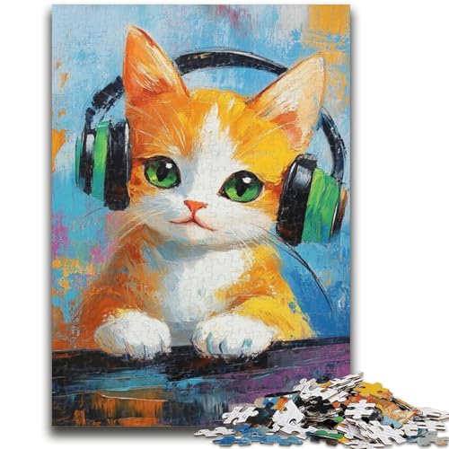 Puzzle mit 1000 Teilen für Teenager, Katze hört Musik, anspruchsvoll zu vervollständigen, Aber lustig und humorvoll, Geburtstagsgeschenk, Geschenke, Wandkunst, 38x26cm Puzzle mit 1000 Teilen für Teenager, Katze hört Musik, anspruchsvoll zu vervollständigen, Aber lustig und humorvoll, Geburtstagsgeschenk, Geschenke, Wandkunst, 38x26cm von LYXIANY