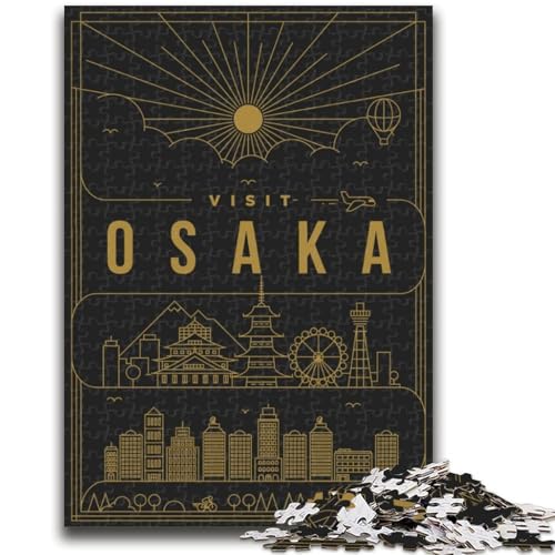 Puzzle mit 1000 Teilen für Teenager, Osaka, Japan, ab 14 Jahren, Quizspiel, Spaß für zu Hause, Geburtstagsgeschenk, Reisegeschenk (Größe 38x26cm) von LYXIANY