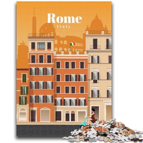 Puzzle mit 1000 Teilen für Teenager, Reise nach Rom, ab 14 Jahren, Quizspiel, Spaß für zu Hause, Geburtstagsgeschenk, Reisegeschenke (Größe 50x75cm) von LYXIANY