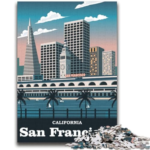 Puzzle mit 1000 Teilen für Teenager, San Francisco, Kalifornien, Reisen in die USA, ab 14 Jahren, Quizspiel, Spaß für zu Hause, Geburtstagsgeschenk, Reisegeschenke (Größe 38x52cm) von LYXIANY
