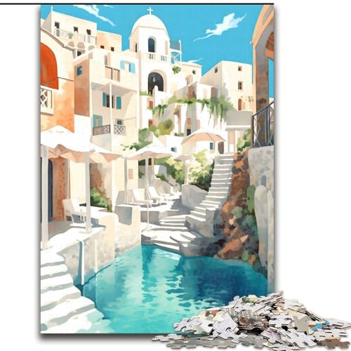 Puzzle mit 1000 Teilen für Teenager, Santorin, Griechenland-Reise, anspruchsvolles Spiel und Lernspiel für die ganze Familie zum Geburtstag, Weihnachten, 38x26cm Puzzle mit 1000 Teilen für Teenager, Santorin, Griechenland-Reise, anspruchsvolles Spiel und Lernspiel für die ganze Familie zum Geburtstag, Weihnachten, 38x26cm von LYXIANY