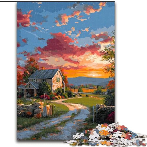 Puzzle mit 1000 Teilen für Teenager, Sonnenuntergang, Herausforderung für die Gehirnintelligenz, süchtig machendes Spielzeug, Geburtstagsgeschenk, Geschenke, Wandkunst (Größe 50x75cm) von LYXIANY